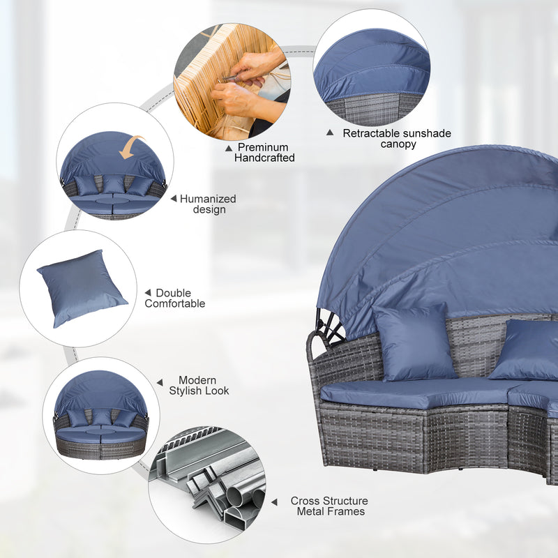 Round rattan daybed with canopy – image 6