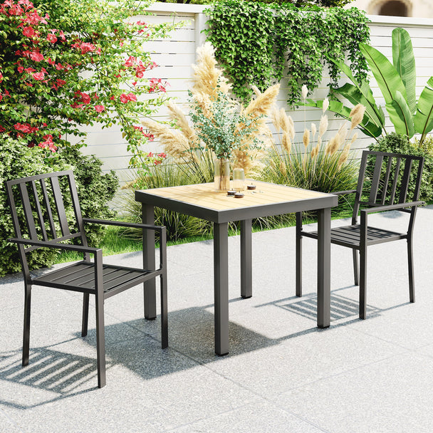 Outsunny Set of Two Minimal Metal Garden Chairs - Black – view 2