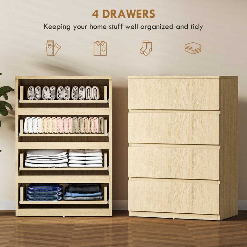 HOMCOM Chest of Drawers, 4-Drawer Storage Cabinets, Modern Dresser, Storage Drawer Unit for Bedroom – view 4