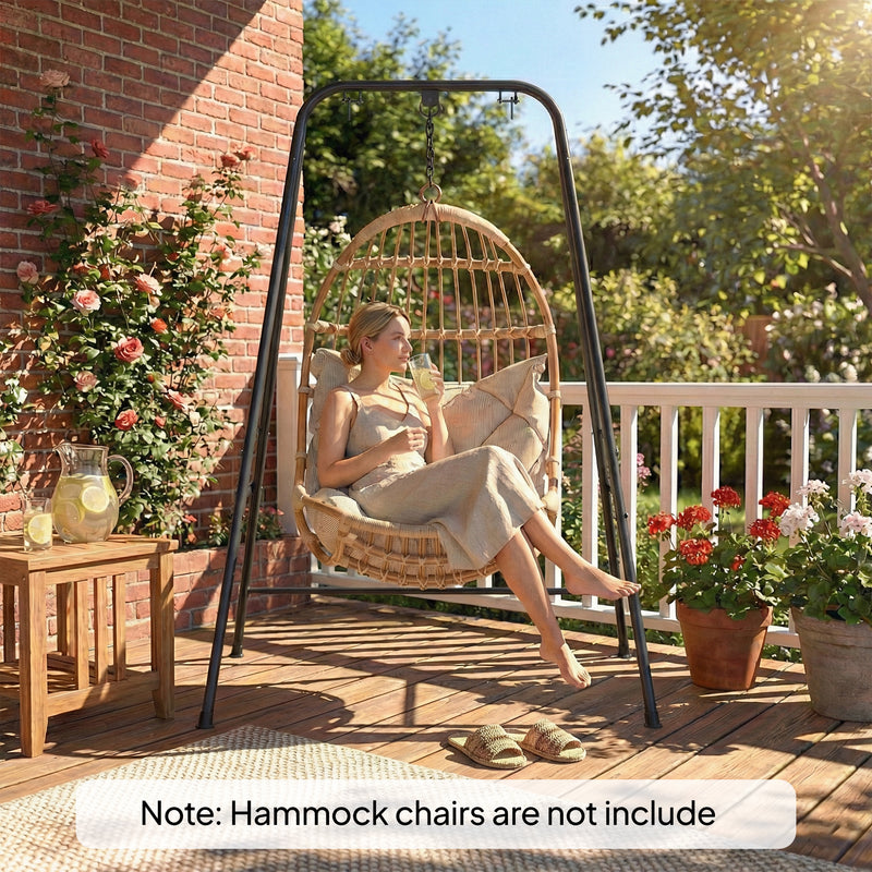 Outsunny Hammock Chair Stand Only, 150KG Load Capacity, for Indoor Outdoor, Black – view 8