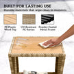 Outsunny Side Table 2-Tier Outdoor Coffee Table with Storage Shelf PS Wood Slat Top/Khaki – view 5