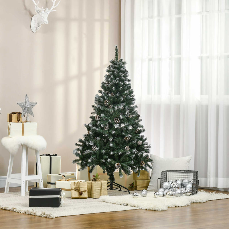 5ft snow-flecked tree with pine cones – image 2