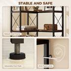 6-Tier L-Shaped Bookshelf, Freestanding Corner Bookcase with Metal Frame, Rustic Brown