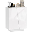 White high gloss storage cabinet with diagonal-cut doors