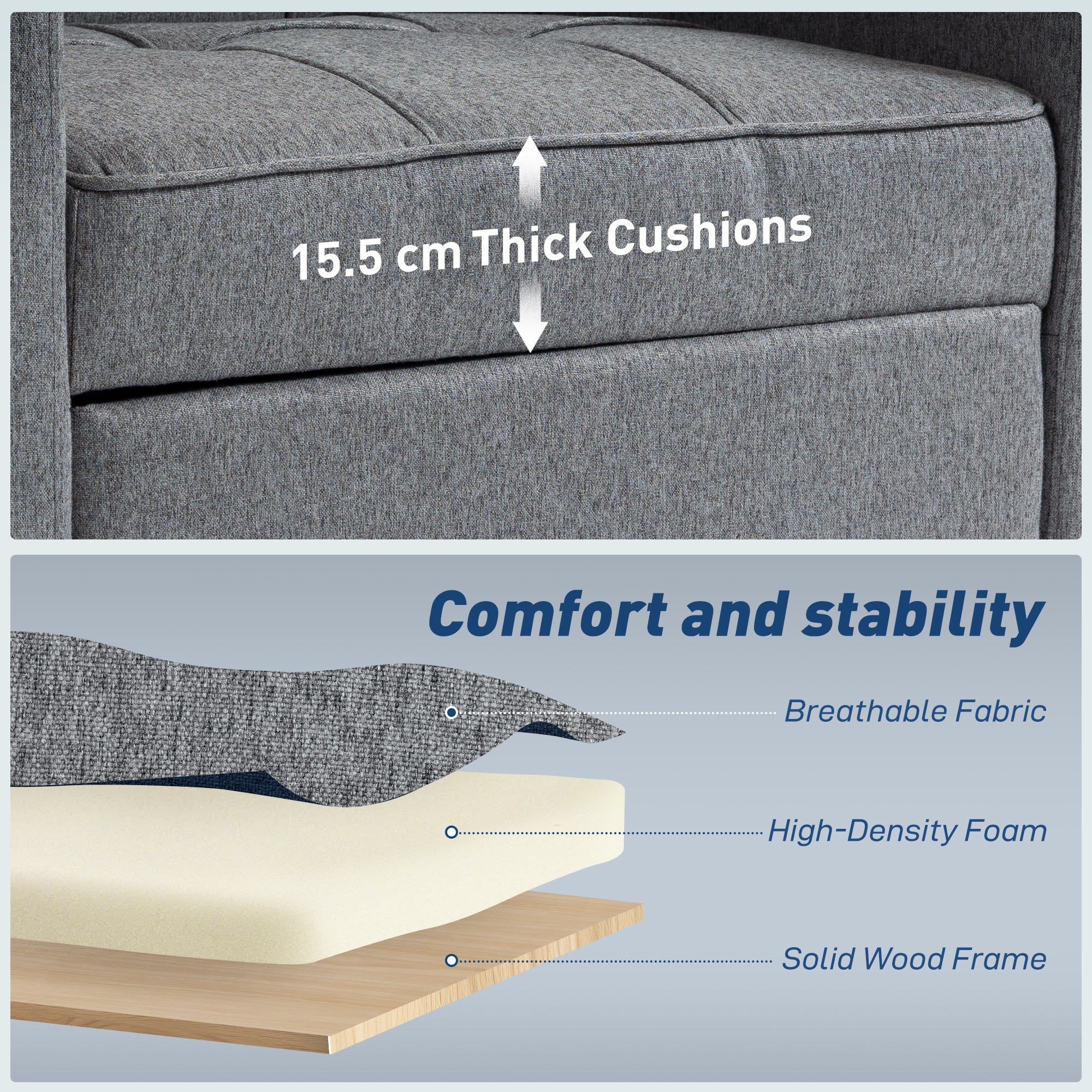 3-in-1 Single Sofa Bed, Convertible Sleeper Chair Bed - Dark Grey