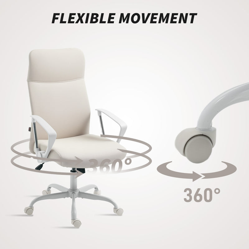 HOMCOM Fabric High Back Office Chair - Cream White – view 6