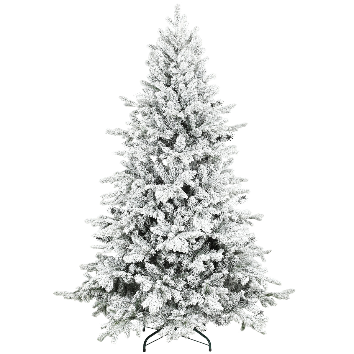 6ft wide snow-flocked artificial Christmas tree with realistic moulded tips
