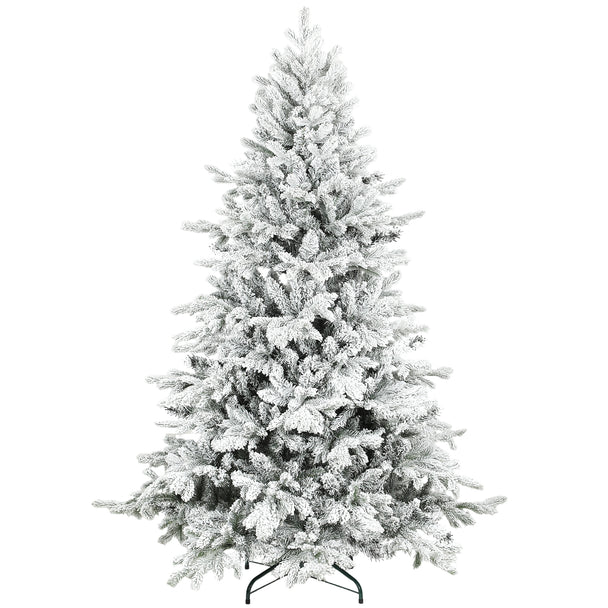 6ft wide snow-flocked artificial Christmas tree with realistic moulded tips