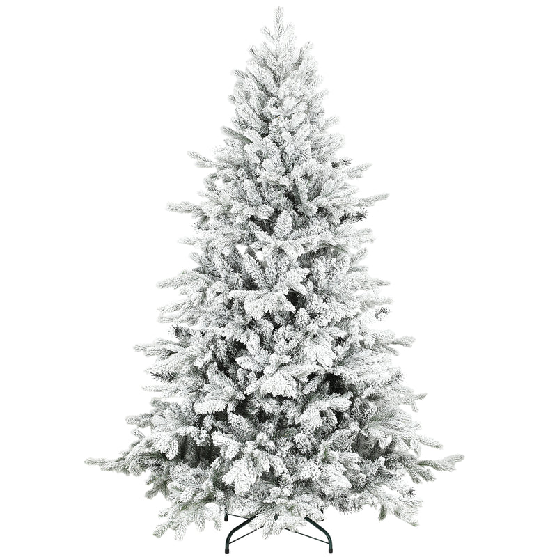 6ft wide snow-flocked artificial Christmas tree with realistic moulded tips
