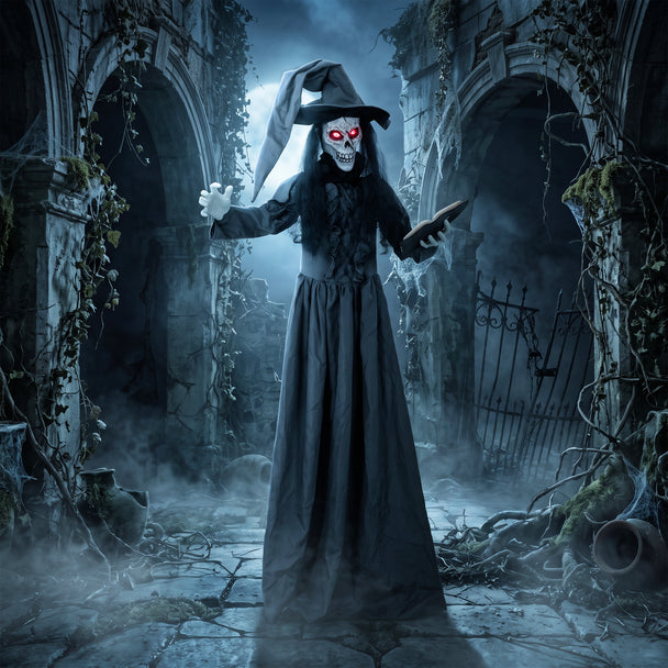 180cm Animated Face-Changing Witch with Glowing Red Eyes – image 2 of 9
