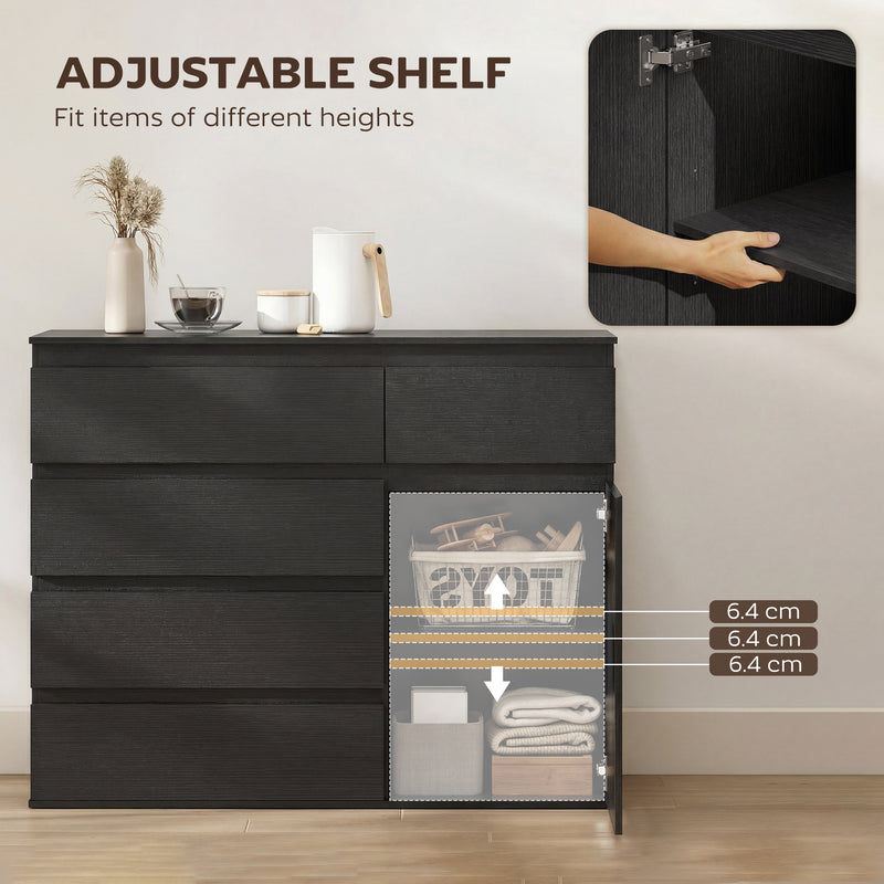HOMCOM Modern Chest Of Drawers, 5 Drawer Dresser with Adjustable Shelf, Soft-Close Door, Black – view 5