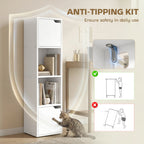 Narrow Bookcase, 4-Tier Bookshelf, Storage Cabinet with doors for Living Room, Bedroom, White