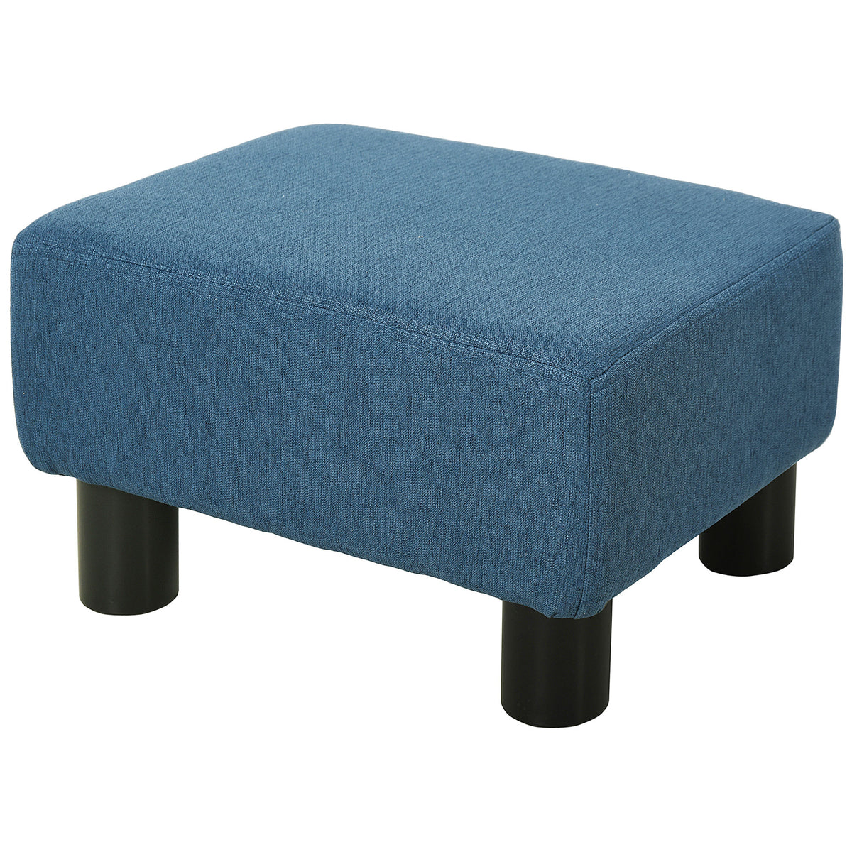 40 cm Padded Linen-Look Footstool – Blue