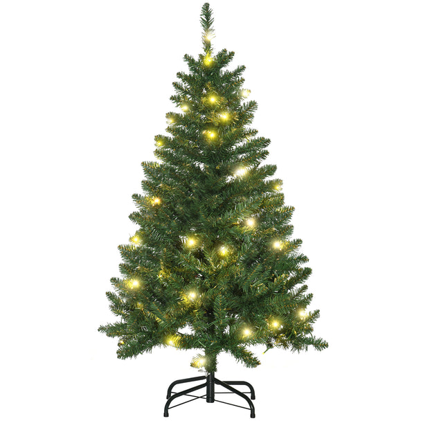 4ft green pre-lit Christmas tree glowing with 200 warm white LED lights