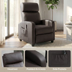 HOMCOM Recliner Armchair, Massage Faux Leather Push Back Reclining Chair with Adjustable Leg Rest, Side Pocket, for Home Living Room Theatre, Brown