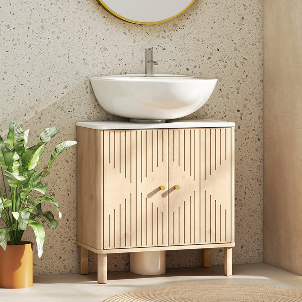 Under sink bathroom cabinet in oak & white – image 2