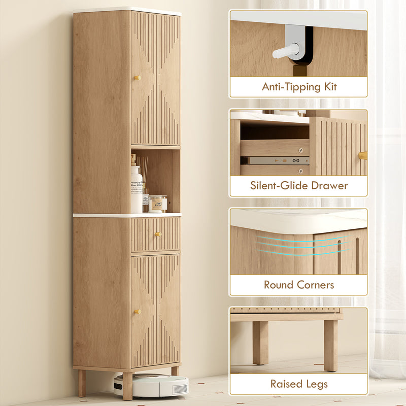 Tall slim bathroom cabinet with drawer – image 7
