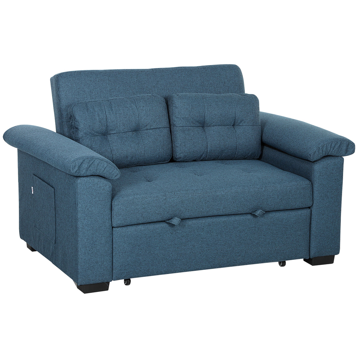 140 cm 3-in-1 Pull-Out Sofa Bed with Pocket Springs – Blue