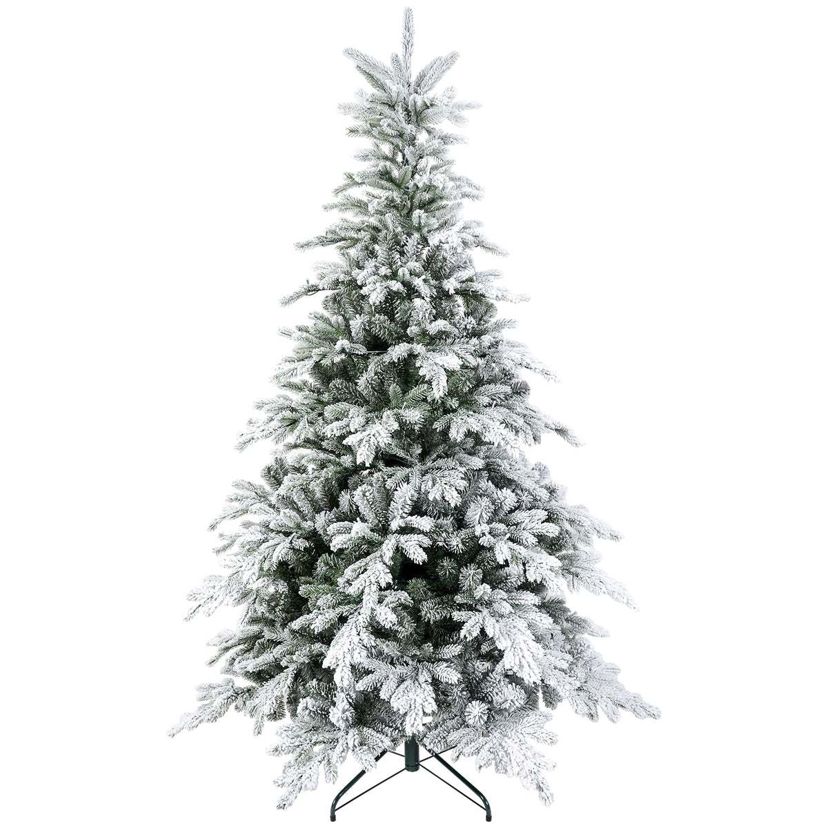 5ft bushy snow-flocked pre-lit Christmas tree glowing with warm white LEDs
