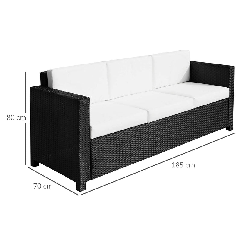 Black 3-seater rattan sofa – image 3