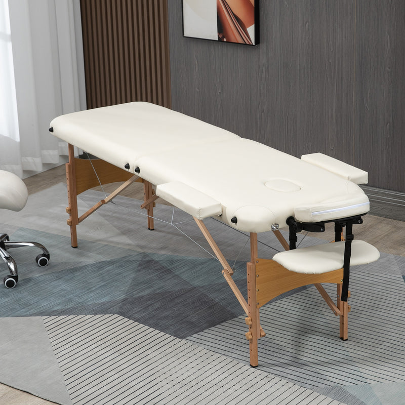 Cream folding wooden massage table – image 2