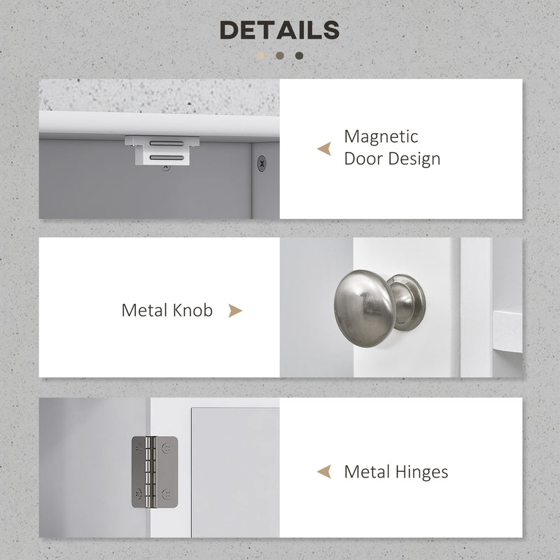 White wall mirror cabinet with open shelves – image 7