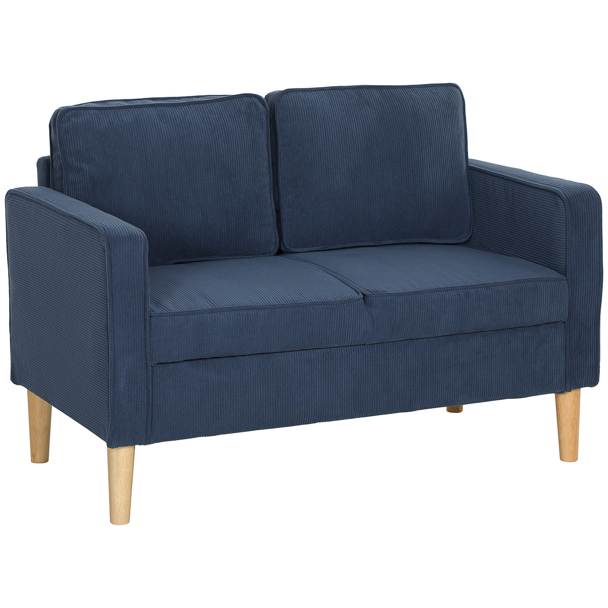 117 cm Corduroy 2-Seater Storage Sofa – Blue