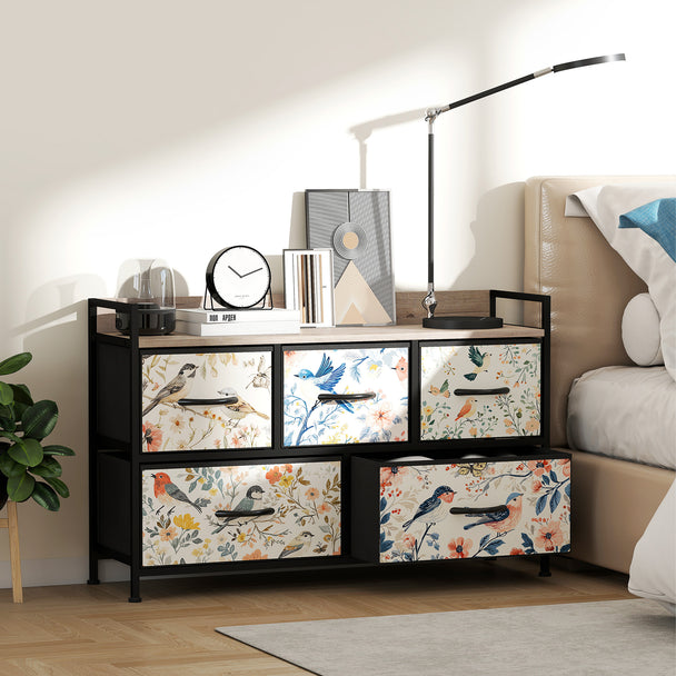 Wide 5-drawer fabric chest of drawers – image 2