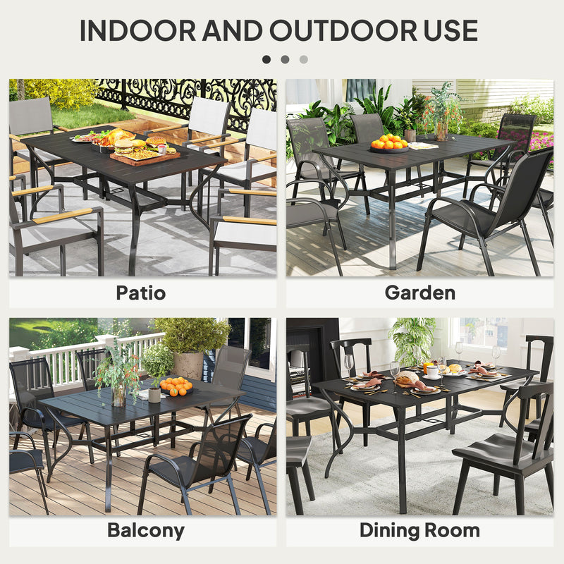 6-seater slatted steel table – image 6