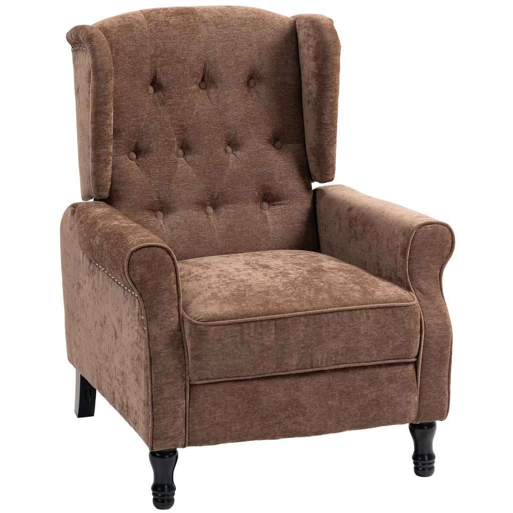 150Â° Reclining Vintage Armchair, with footrest - Brown
