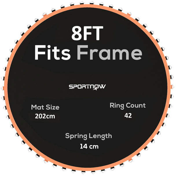 SPORTNOW Trampoline Replacement Mat with Spring Pull Tool, 42 V-Hooks, for 8ft Trampoline using 14cm Springs, Orange
