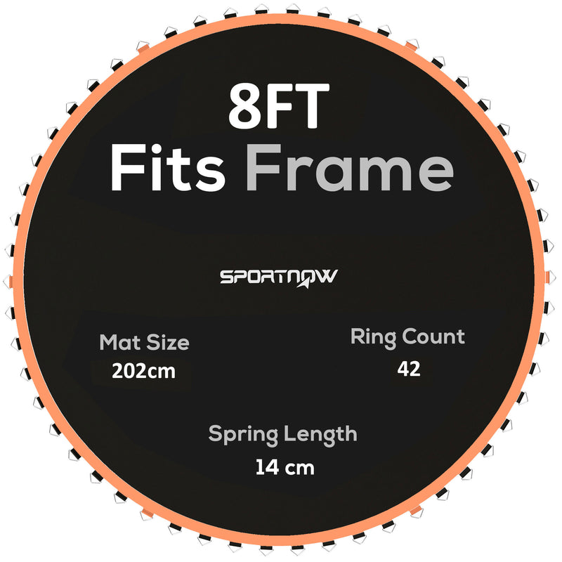 Orange 8ft round trampoline replacement mat with 42 V-rings and spring pull tool