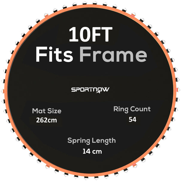 SPORTNOW Trampoline Replacement Mat with Spring Pull Tool, 54 V-Hooks, for 10ft Trampoline using 14cm Springs, Orange