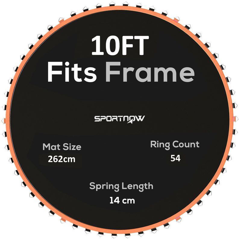 Orange 10ft round trampoline replacement mat with 54 V-rings and spring pull tool