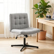 HOMCOM Armless Office Chair, Cross Legged Linen Computer Desk Vanity Chair with Wide Seat, Rocking Function, Grey – view 2