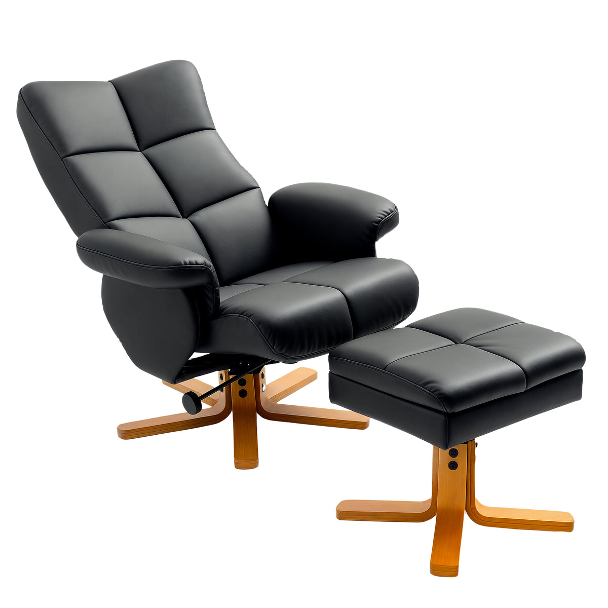 145° Swivel Recliner & Storage Footstool – Black