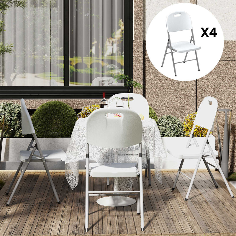 Outsunny Set of Four Foldable Outdoor Chairs - White – view 7