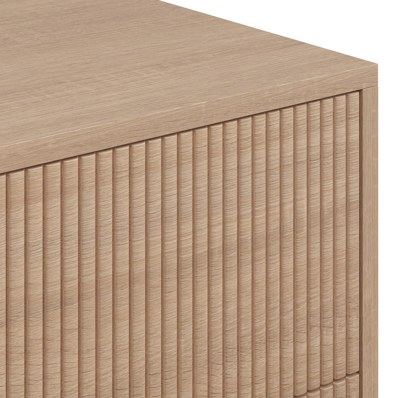 HOMCOM Bedroom Chest of Drawers with 4 Drawers, Fluted Dresser with Gold Tone Handles, Storage Cabinet, Natural – view 10