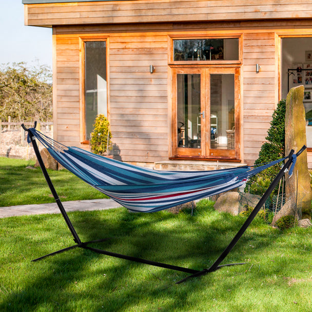 Outsunny 298 x 117cm Hammock with Stand Camping Hammock with Portable Carrying Bag, Adjustable Height, 120kg Load – view 2