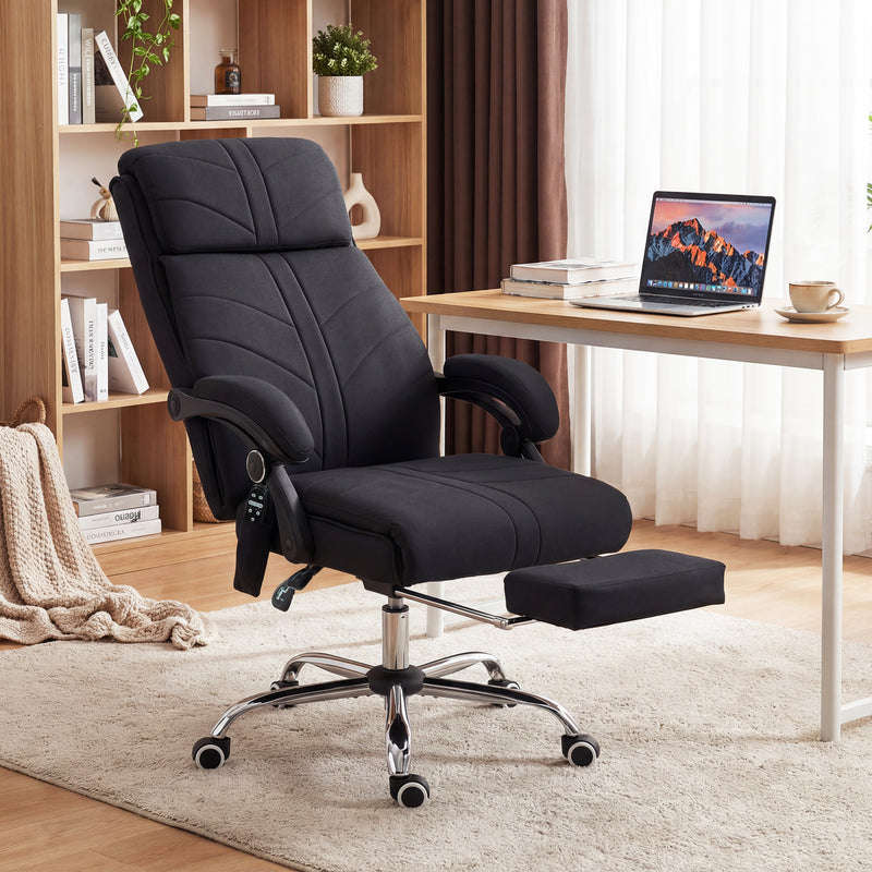 Vinsetto High Back Vibration Massage Office Chair with Footrest, Heated, Black – view 2