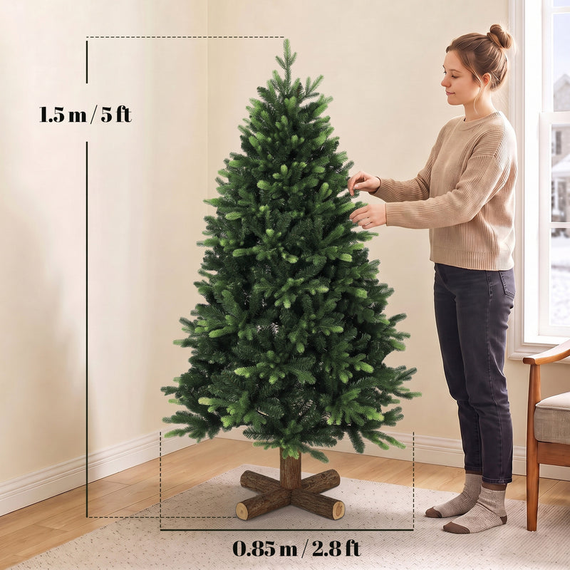 5ft Christmas tree with fir wood base – image 3