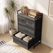 HOMCOM Rustic Chest of Four Fabric Drawers - Grey Wood Effect – view 9
