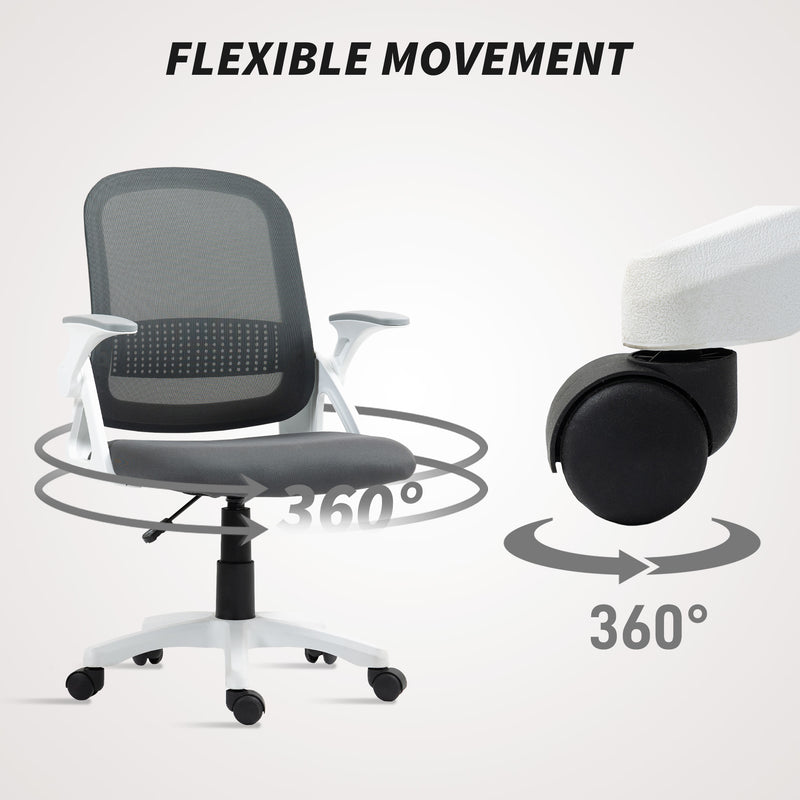 HOMCOM Breathable Mesh Office Chair, Ergonomic Swivel Computer Chair with Flip-up Armrests, Lumbar Back Support for – view 8