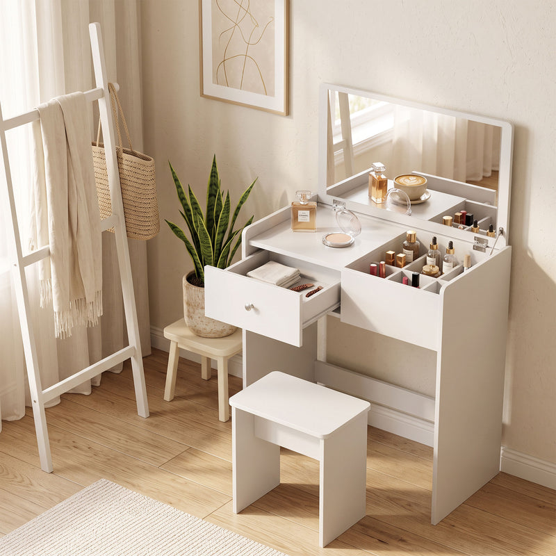 Flip-top dressing table with stool – image 9