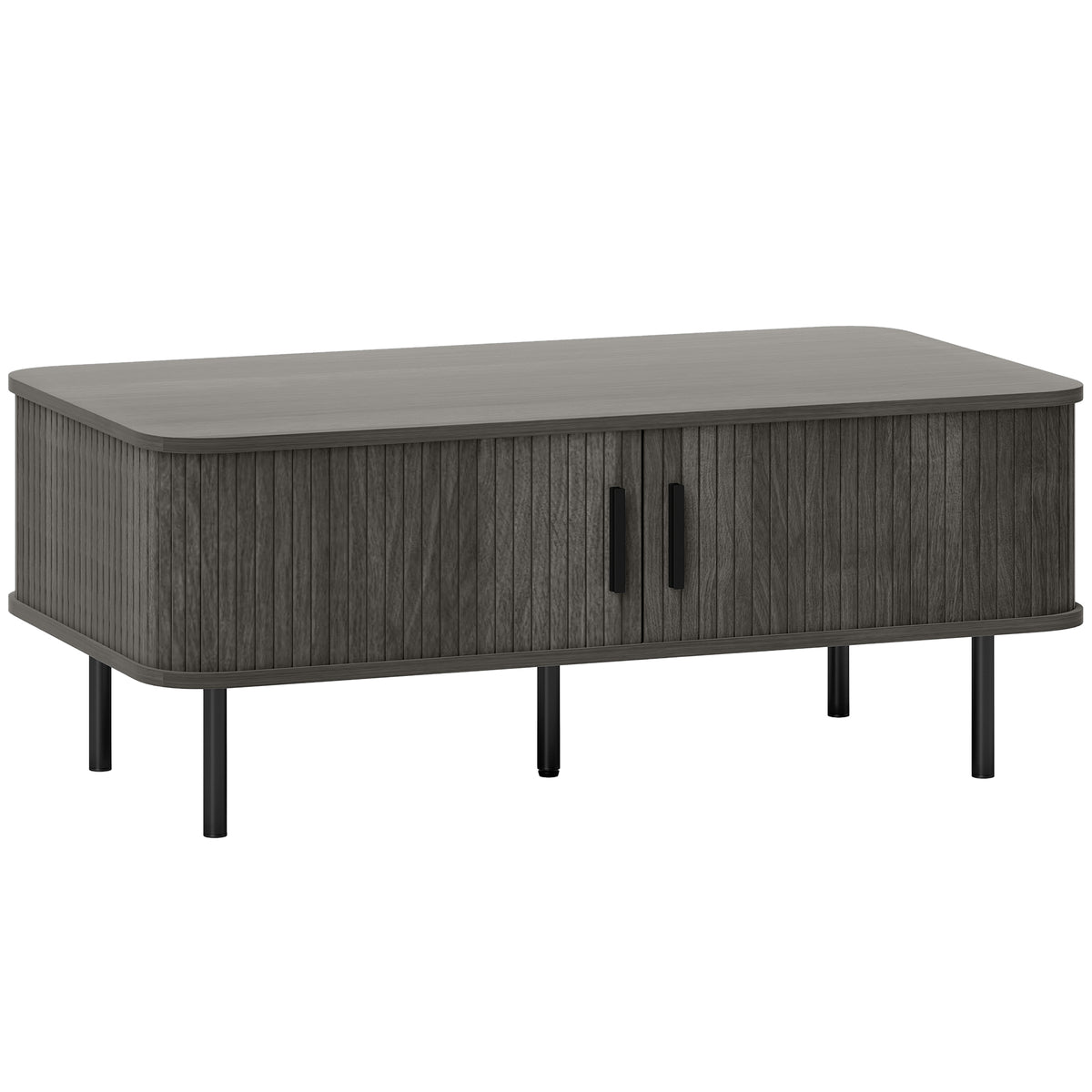100 cm Coffee Table with Tambour Sliding Doors – Grey