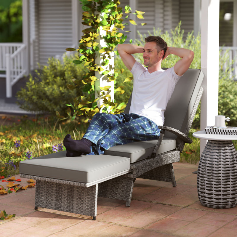 Rattan recliner with footstool – image 2