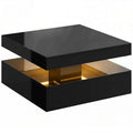 LED Coffee Table with Storage, 2-Tier Modern Centre Table with Open Shelf and Remote for Living Room, High Gloss Black