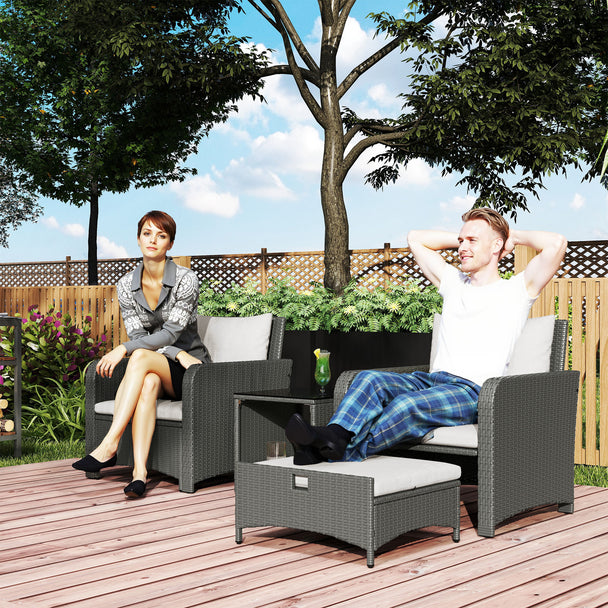Grey & cream rattan armchair set – image 2