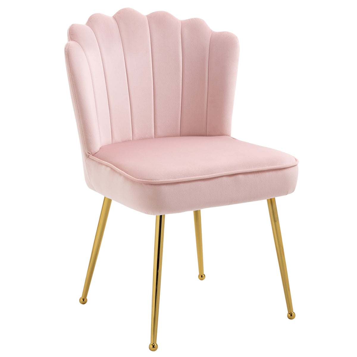 Velvet Shell Accent Chair with Gold-Tone Legs – Pink