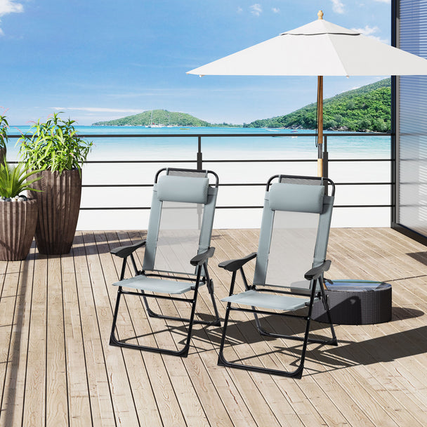 Grey folding garden chairs – image 2